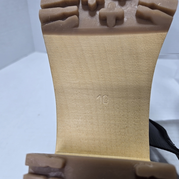 MIA Kaolib Black Leather Women's 3" Wooden Mule Clogs Size 10 - Picture 10 of 10